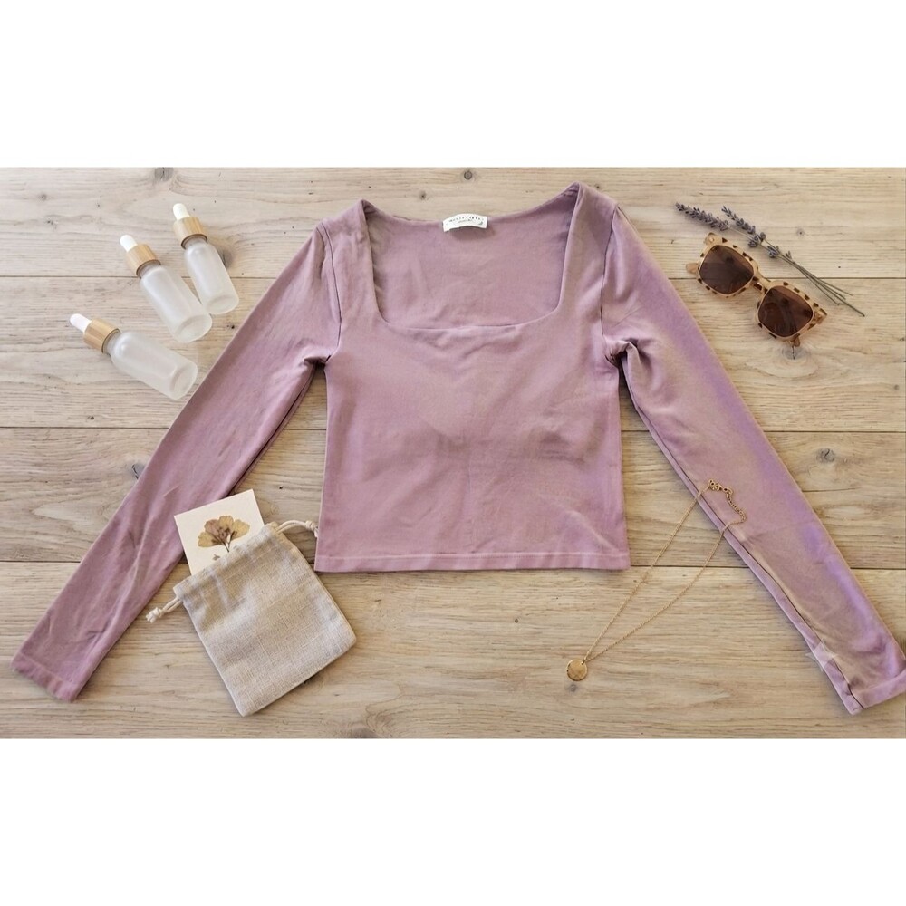 Altard State Intimates Women’s S/M Mauve Pink Long Sleeve Crop Top Built‑In Bra